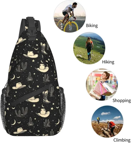 Vista 5 de Small Crossbody Bags for Women Men - Vintage Western Cowboy 1 Print Adjustable Shoulder Bag Fanny Packs Belt Sling Bag Crossbody Purses Backpack for