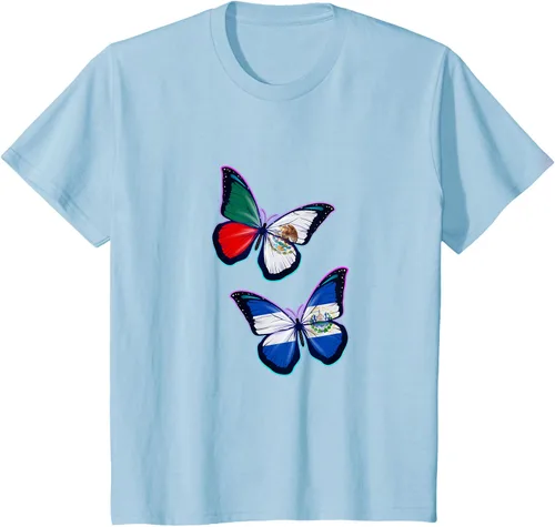 Vista 8 de Raíces biculturales de El Salvador y México. Versión mariposa Camiseta, Negro