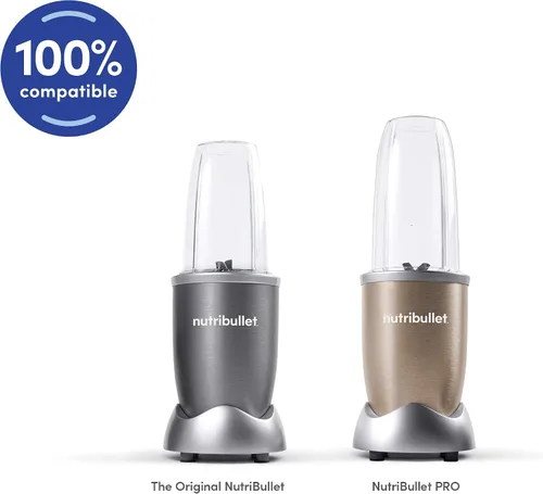 Vista 4 de Taza corta NutriBullet de 18 onzas con anillo de borde estándar, transparente/gris (NBM-U0269)