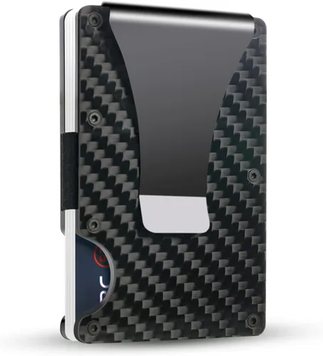 Vista 2 de Comkey Billeteras minimalistas para hombre - Walle de fibra de carbono - Cartera RFID para hombre, Fibra de carbono, Minimalista