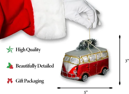 Vista 4 de Van con adorno de cristal para árbol de Navidad Colección Vehículos y Carrera