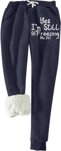 Vista 4 de Pantalones deportivos de forro polar para mujer, pantalones deportivos con parte inferior de cincha, cintura alta, pantalones deportivos de ajuste