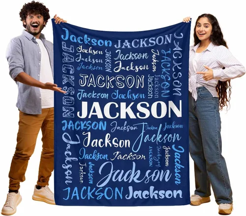 Vista 4 de Manta personalizada, 20 colores para niño y niña, manta con nombre personalizado para niños y adultos, manta de Navidad para niños y niñas