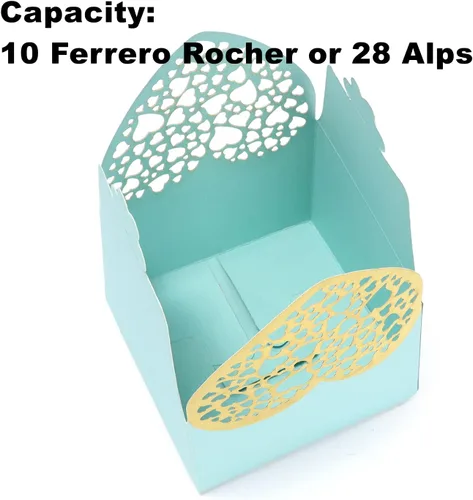 Vista 3 de Ruimou 50 cajas cortadas con láser, forma de corazón perlado recortado con borla, cajas de regalo de dulces para despedidas de soltera