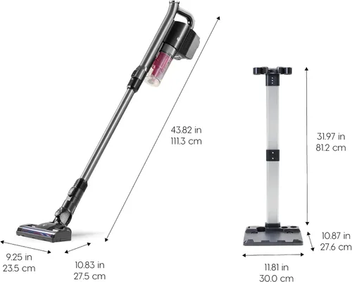 Vista 2 de IRIS USA Aspiradora ciclónica inalámbrica con cabezal de cepillo motorizado, base de soporte y 4 accesorios, barra de succión de 60 K RPM, batería