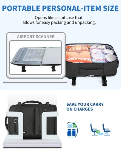 Vista 3 de WANDF Mochila de viaje para Spirit Airlines bolsa de artículos personales de 18 x 14 x 8 pulgadas con bolsillo húmedo, mochila para portátil de 17