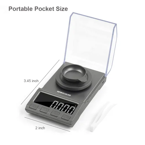 Vista 7 de Escala digital del miligramo, 3.53 oz x 0.00 oz NEWACALOX Reloading Escala de joyería de alta precisión, báscula portátil de la joyería