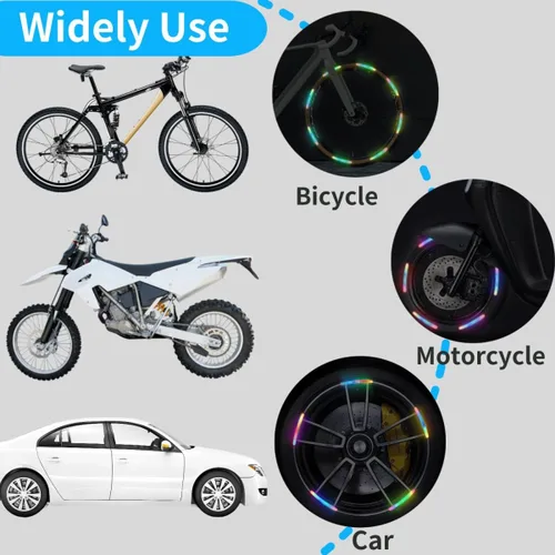 Vista 7 de 100 calcomanías reflectantes para llantas de automóvil, impermeables, reflectantes, para llantas, tiras decorativas de seguridad para automóvil, #2