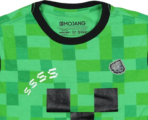 Vista 3 de Minecraft Creeper Pixel Squares Face Graphic Ringer - Camiseta para niño