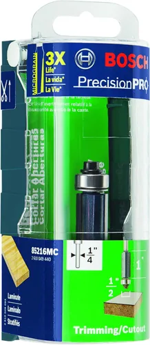 Vista 3 de BOSCH 85216M Broca de corte empotrado de 3 flautas con punta de carburo de 1/2 pulgada x 1 pulgada