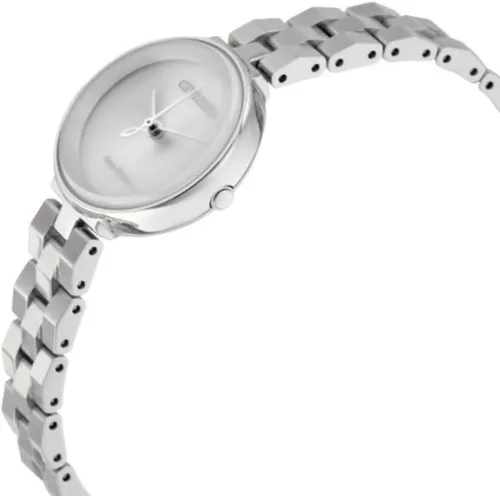 Vista 3 de Citizen Reloj analógico con esfera blanca para mujer, EM0600-87A, Plateado