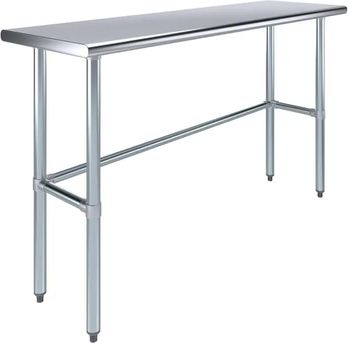 Vista 35 de AmGood Mesa de trabajo de acero inoxidable con base abierta, banco de trabajo de metal