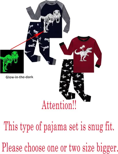 Vista 2 de Family Feeling - Conjunto de 2 piezas de pijama de Navidad a rayas para niños y niñas, 100% algodón