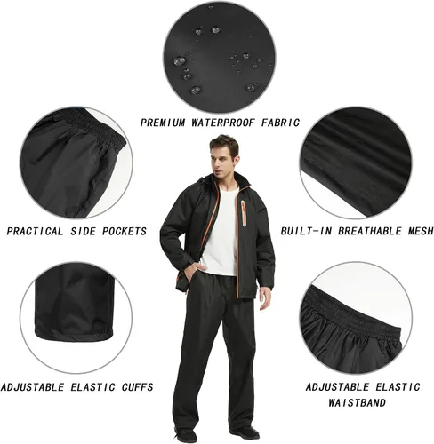 Vista 3 de JAEZZIY Trajes de lluvia para hombre impermeables