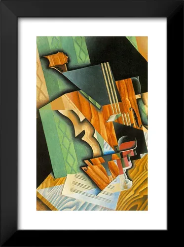 Vista 2 de ArtDirect Gris, Juan 18x24 Black Modern Framed Art Print Titled: Violin and Glass I Black Modern Wood Frame
