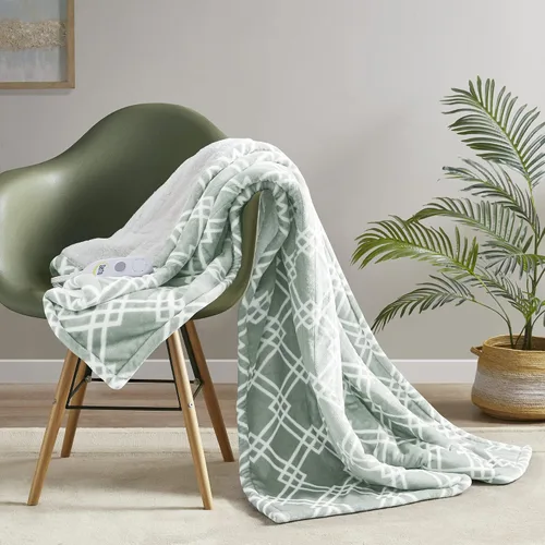 Vista 28 de Serta - Manta de vellón sherpa reversible, ultrasuave y tejida, manta térmica, manta eléctrica; cómoda, agradable y abriga y protege del frío