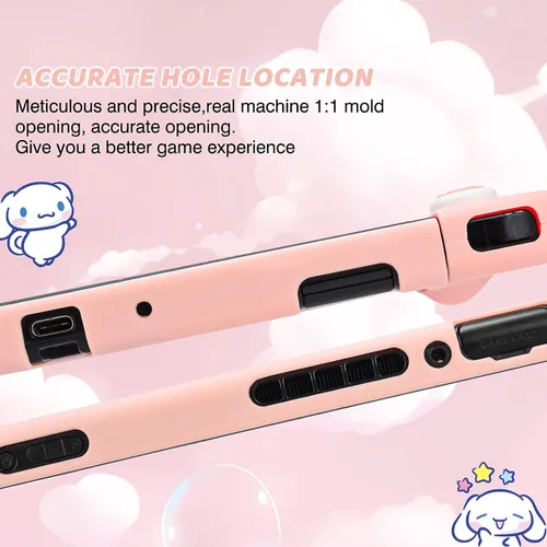 Vista 4 de DLseego Dockable Protective Case for Switch, Newest Pattern Cover with Anti-Scratch and Shock-Absorption Design Hard Cover with 2 pcs Thumb Grips