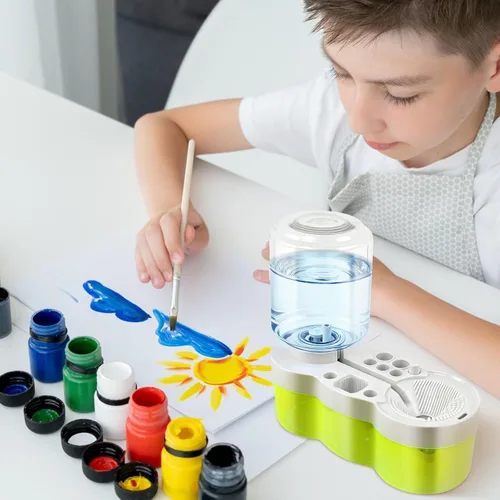 Vista 7 de Limpiador de pinceles de pintura para niños 2026 para circulación de agua, limpiador de pinceles de pintura con drenaje dispensador de agua