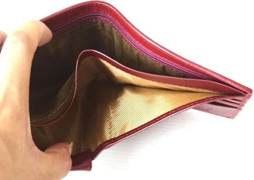 Vista 7 de Auténtico Stingray Skin para hombre Bifold blanco perla ojo borgoña rojo cartera