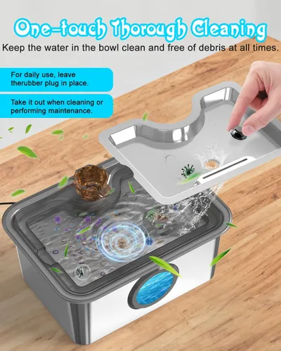 Vista 4 de Fuente de agua para perros grandes, fuente de agua para mascotas de acero inoxidable 304 de 12 litros con 5 filtros y 2 bombas de agua