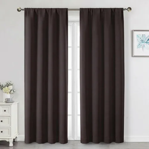 Vista 185 de Cortinas opacas para dormitorio, sala de estar, juego de 2 paneles de 54 pulgadas de largo, cortinas de oscurecimiento de habitación con aislamiento