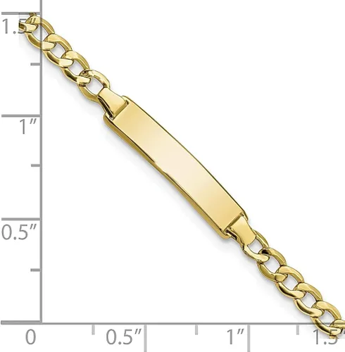 Vista 3 de 10k Yellow Gold Curb Link Id Bracelet 7 Inch Fine Jewelry For Women Gifts For Her
