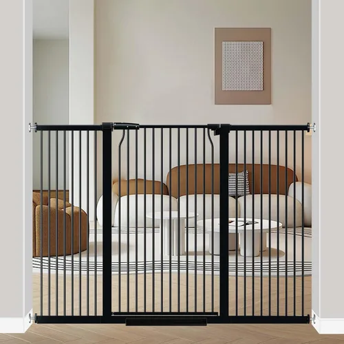 Vista 13 de 40.5" Puerta de bebé extra alta, puerta para mascotas de 29.6"-32.5" extra ancha Montada a presión, Barrera interior a prueba de cachorros, Puerta