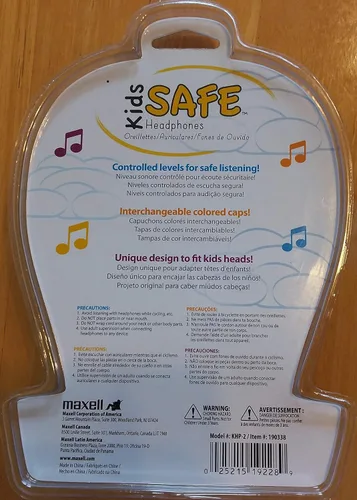 Vista 2 de Maxell Auriculares seguros para niños, rosa/azul/plata, caja de 2