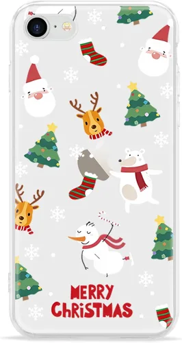 Vista 46 de LCHULLE Compatible con iPhone SE 2022/2020 Funda para iPhone 8 iPhone 7 Funda de Navidad Santa Vacaciones Diseño Transparente Claro Mujeres Hombres