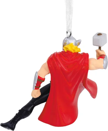 Vista 2 de Hallmark Marvel Thor con adorno de Navidad Mjolnir, 2.77 x 3.3 x 1.85 pulgadas