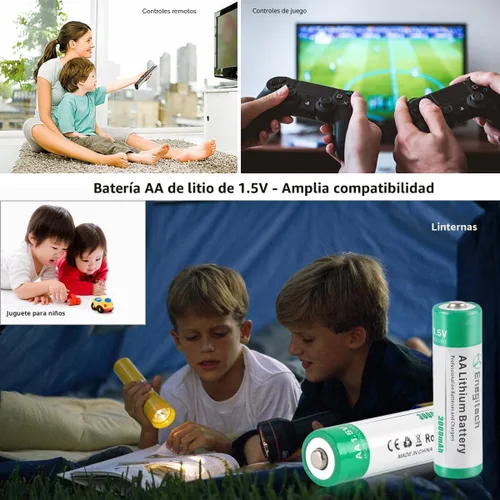 Vista 7 de Enegitech Batería de litio AA, 3000 mAh, 1.5 V, doble A, batería de litio para cámara Blink, timbre, cerrojo de bloqueo inteligente, sistema