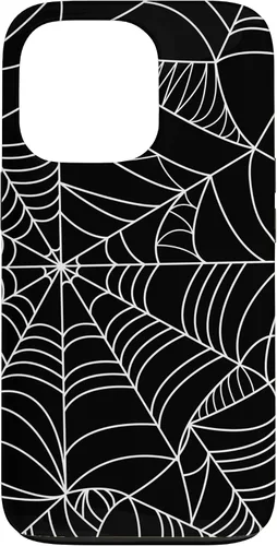 Vista 10 de iPhone 16 Spider Web Halloween Pattern Spooky on Black Case