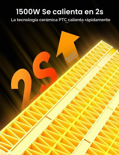 Vista 2 de Electactic - Calentador de espacio portátil de cerámica con termostato, ventilador de 1500 W para interiores con protección contra