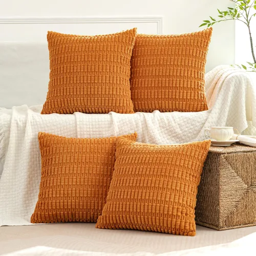 Vista 23 de MIULEE Paquete de 4 fundas de almohada decorativas neutras de 16 x 16 pulgadas para sofá, sala de estar, cama, estilo rústico, granja, bohemio