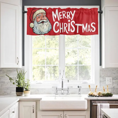 Vista 74 de Cenefas de Navidad de invierno para ventanas, cortinas de cocina con bolsillo para barra, cortinas con aislamiento térmico para ventana de baño