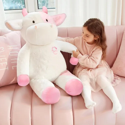 Vista 4 de IKASA - Animal de peluche gigante de vaca de felpa, juguetes suaves grandes y jumbo de gran tamaño, 30" de tamaño enorme, lindo peluche esponjoso