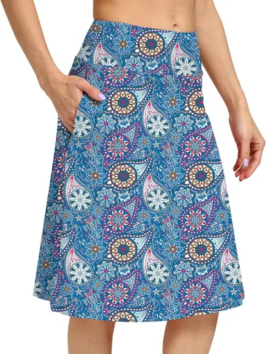 Vista 18 de Falda pantalón para mujer, modesta, hasta la rodilla, atlética, midi, para correr Beige