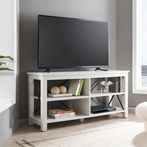 Vista 5 de Henn&Hart Soporte rectangular de TV para televisores de hasta 55 pulgadas en blanco, soportes de TV para la sala de estar