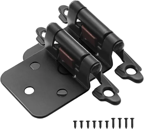 Vista 18 de Bisagras para puertas de gabinete de cocina de 3/8 pulgadas, paquete de 4 pares de bisagras de gabinete semiocultas negras, bisagras de puerta