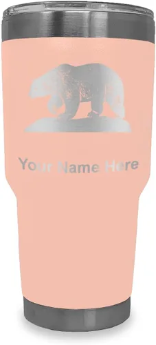Vista 14 de LaserGram Vaso aislado al vacío de 20 onzas, oso polar, grabado personalizado incluido (negro)