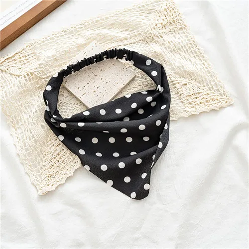 Vista 16 de Pañuelo elástico para el cabello, bandanas para el cabello, bufanda de lunares para mujeres y niñas (flor de satén retro)