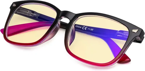 Vista 20 de Gafas de lectura cuadradas de gran tamaño con bloqueo de luz azul para mujeres y hombres