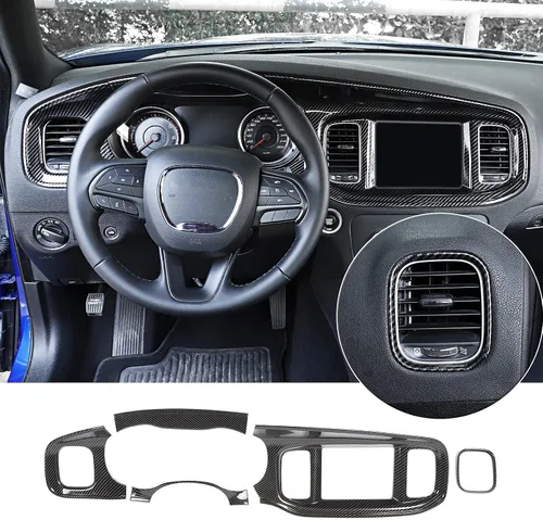 Vista 15 de Hoolcar para Dodge Charger 2015+ Kit de Embellecedores de Decoración Interior, Panel Central de Control del Tablero, Embellecedor del Panel