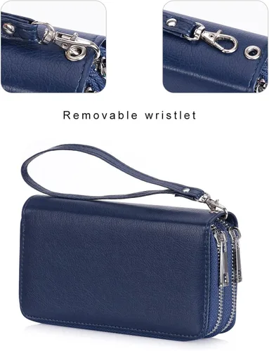 Vista 2 de Abberry Cartera de pulsera con doble cremallera para mujeres, mujeres y niñas