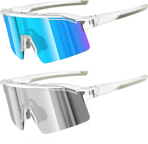 Vista 22 de Polarized Sports Sunglasses for Men Women UV400 Protection Todo negro