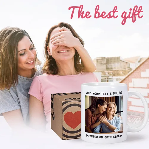 Vista 7 de Taza personalizada, tazas de café personalizadas con imagen y texto, taza de cerámica de 11 onzas, regalos personalizados para mamá papá, regalo