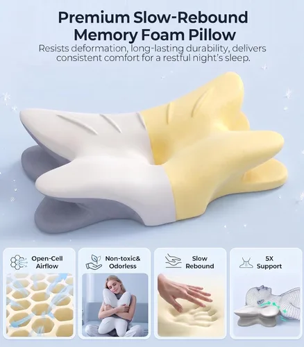 Vista 3 de Almohada cervical para el alivio del dolor, contorno ergonómico (gris)