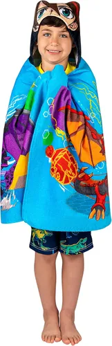 Vista 4 de Bakugan Anime Battle Brawlers Toalla Envolvente de Rizo de Algodón Suave con Capucha para Baño/Piscina/Playa, 24 x 50 pulgadas, por Franco Kids