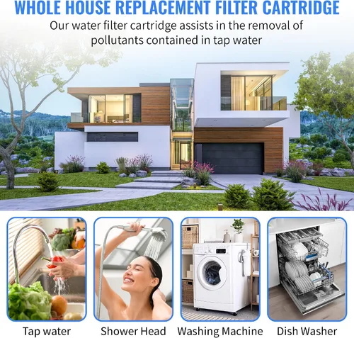 Vista 8 de CFS Paquete de 2 cartuchos de filtro de agua de polipropileno para toda la casa compatibles con modelos de sistema UV CMB-510-HF, IHS12-D4 - Elimina