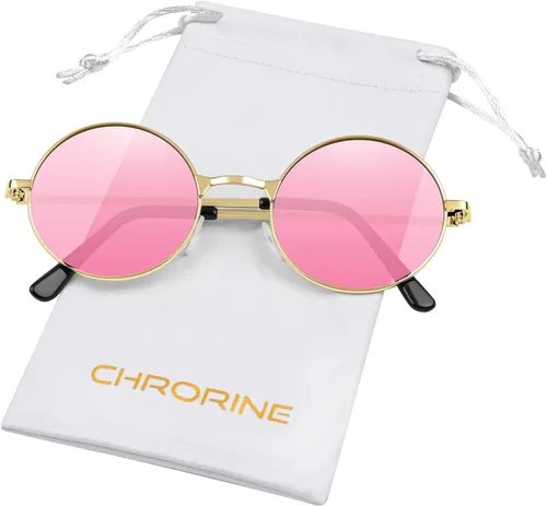 Vista 15 de CHRORINE Gafas de sol hippie redondas de los años 70, lentes retro para mujeres y hombres, accesorio de fiesta, festival, moda, gafas de sol vintage